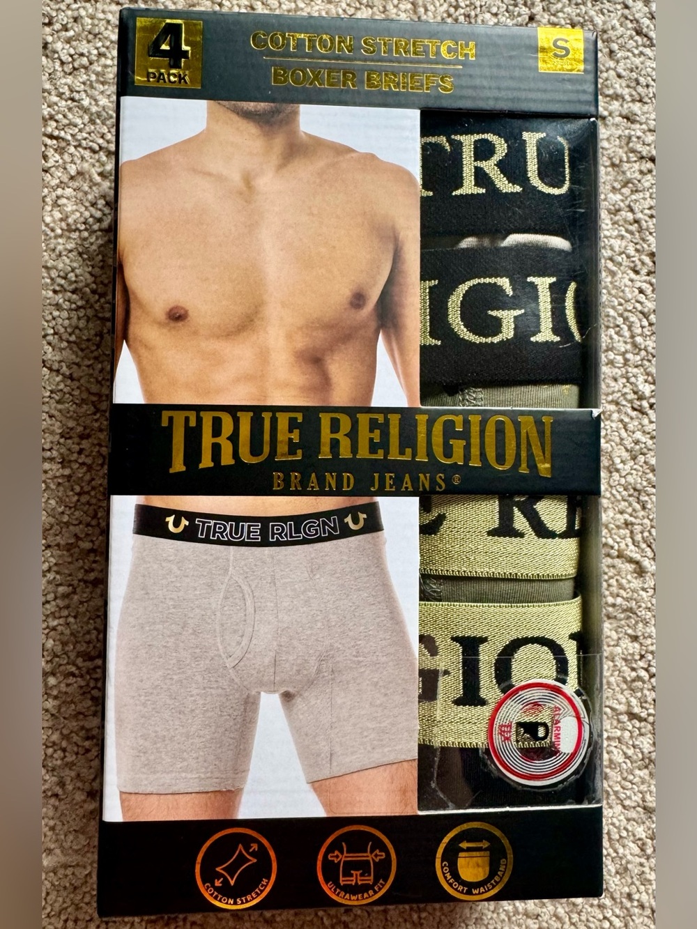 True Religion Men’s Cotton Stretch Boxer Briefs Size Small 4 Pack
